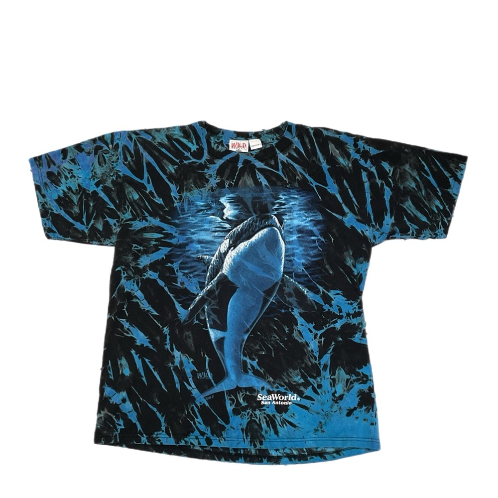90’s SeaWorld Whale Tie-Dye Blue Graphic T-Shirt